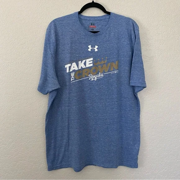 Under Armour Men's Size 2XL Kansas City Royals Blue White Gold Crew Neck T-Shirt - Picture 1 of 5